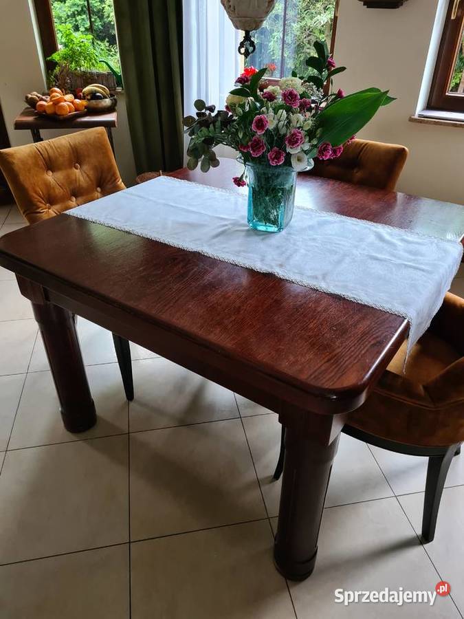 Stół do jadalni rozkładany kwadratowy 120x120 cm, dębowy