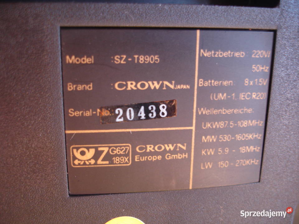 Radiomagnetofon CROWN SZT8905 Zielona Góra
