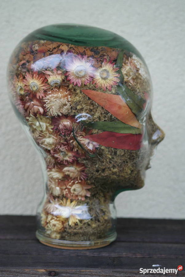 Szklana głowa kwiatowa kompozycja Warszawa