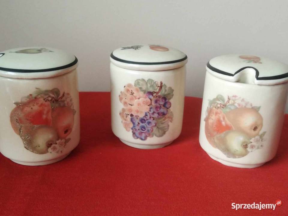 Trzy Pojemniki Ceramiczne Miód konfitury Porcelana i szkło Wałbrzych sprzedam