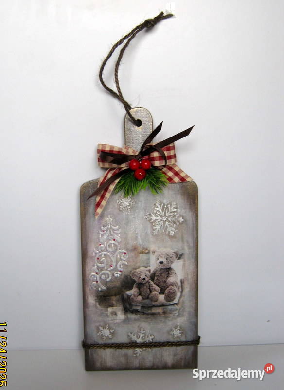 Deska świąteczna Misie rękodzieło Kraków