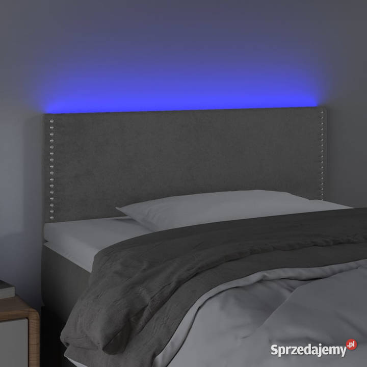Zagłówek do łóżka z LED jasnoszary 100x5x7888