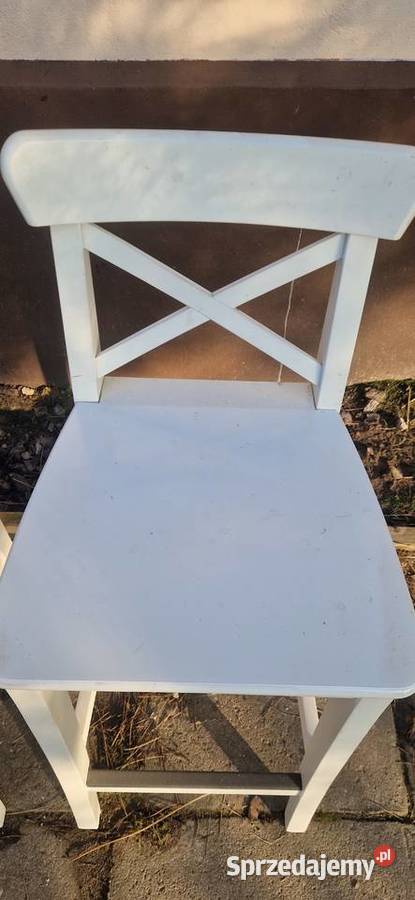 Trzy krzesła białe hoker barowe Ikea łódzkie Wielgomłyny