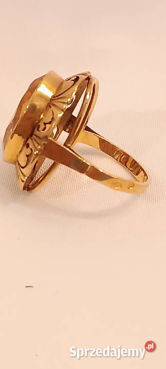 Złoty Pierścionek z Żółtym Szafirem Syntetycznym Kraków sprzedam