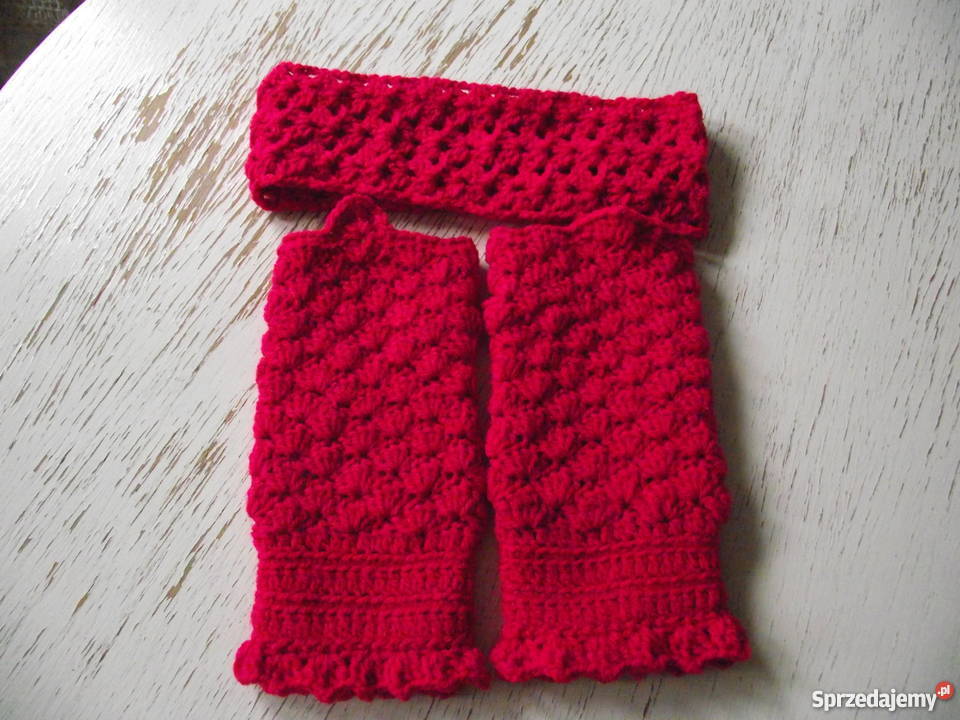 MALINOWY KOMPLET OTULACZY MITENKI I PRZPASKA Piła sprzedam