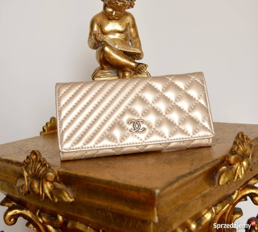 CHANEL PORTFEL ZŁOTY BEŻ PORTMONETKA PIKOWANY kujawsko-pomorskie Bydgoszcz