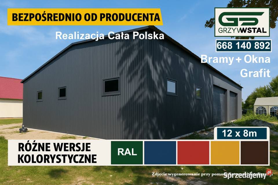 Duża Hala Magazyn Garaż blaszany Grafit blacha Sprzedaż Jasło