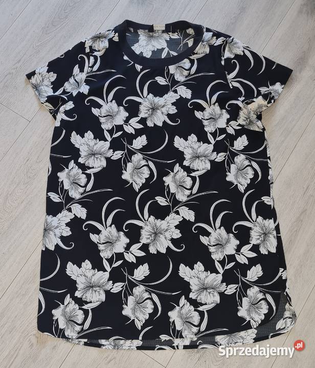 Bluzka damska tunika kwiaty czerń i biel Look Łódź sprzedam
