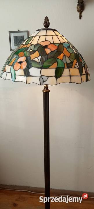 Pięknamosiężna lampa podłogowa 2 witraż w stylu Skierniewice sprzedam