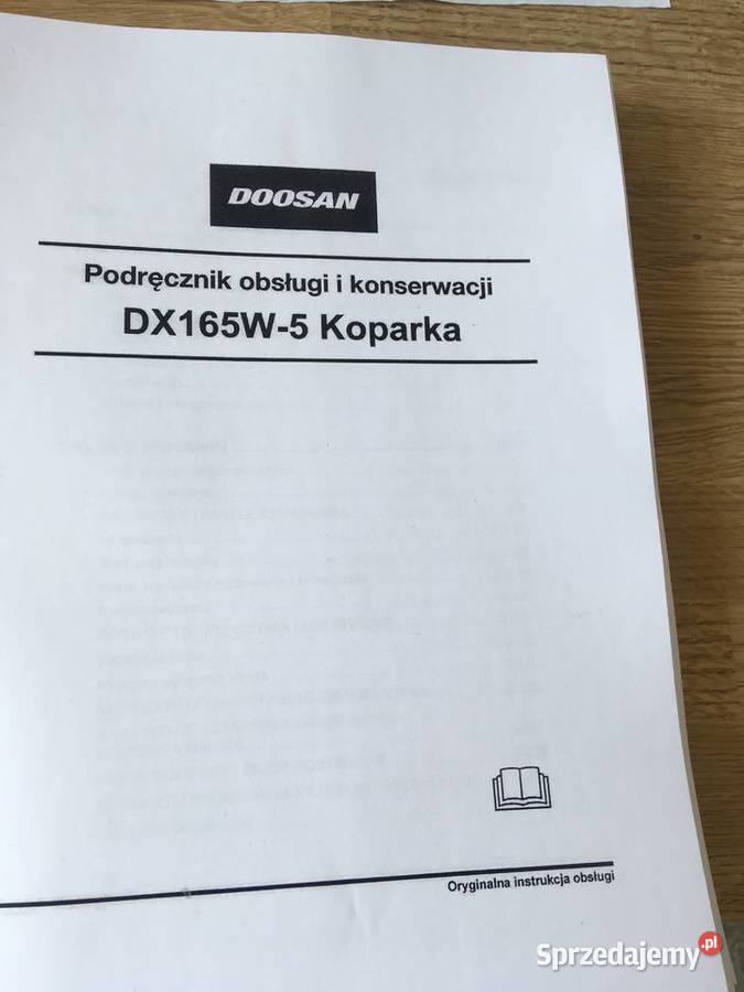 dtr instrukcja obsługi koparka doosan DX165W5 i Szczecin