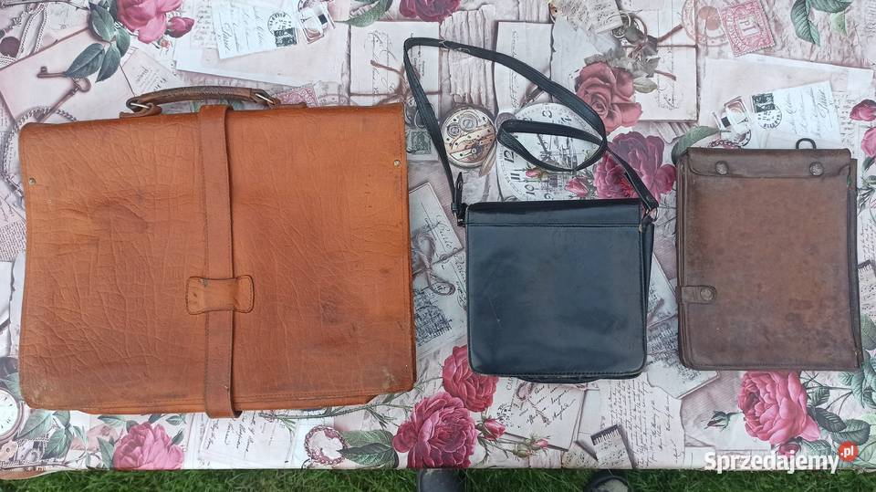 Stare skórzane torby aktówki raportówki Militaria Wieluń sprzedam