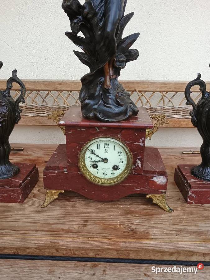 Kominkowy zegar francuski z dwoma dostawkami Rzeszów