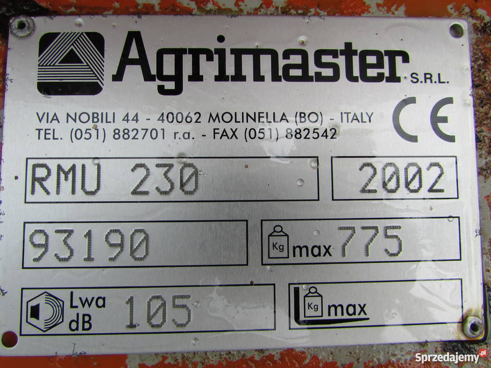 Kosiarka bijakowa AGRIMASTER RMU 230 mulczer z nieuszkodzony