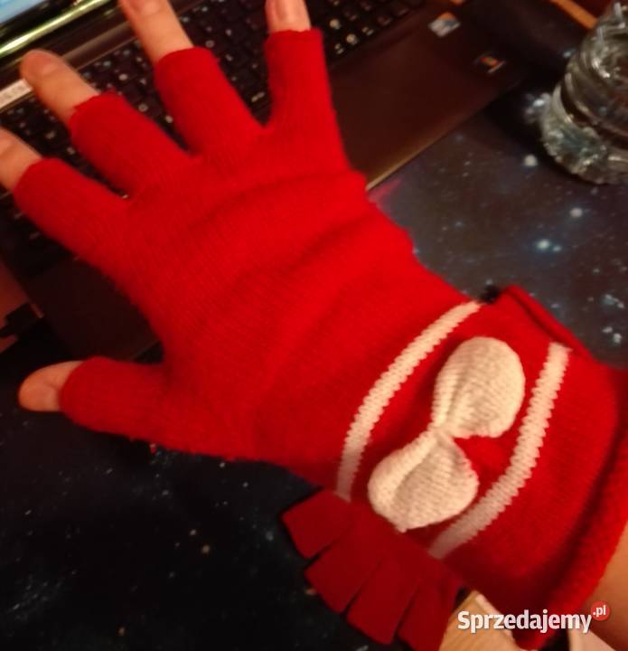Czerwone damskie rękawiczki wysyłka mazowieckie