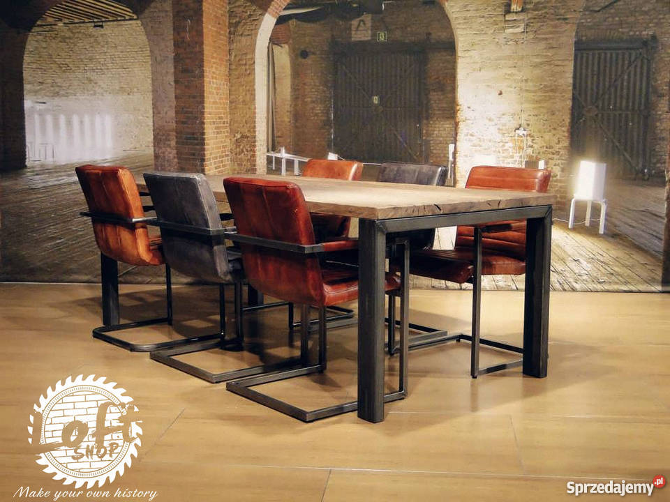 Stół loftowy industrialny ze stali i drewna Wrocław