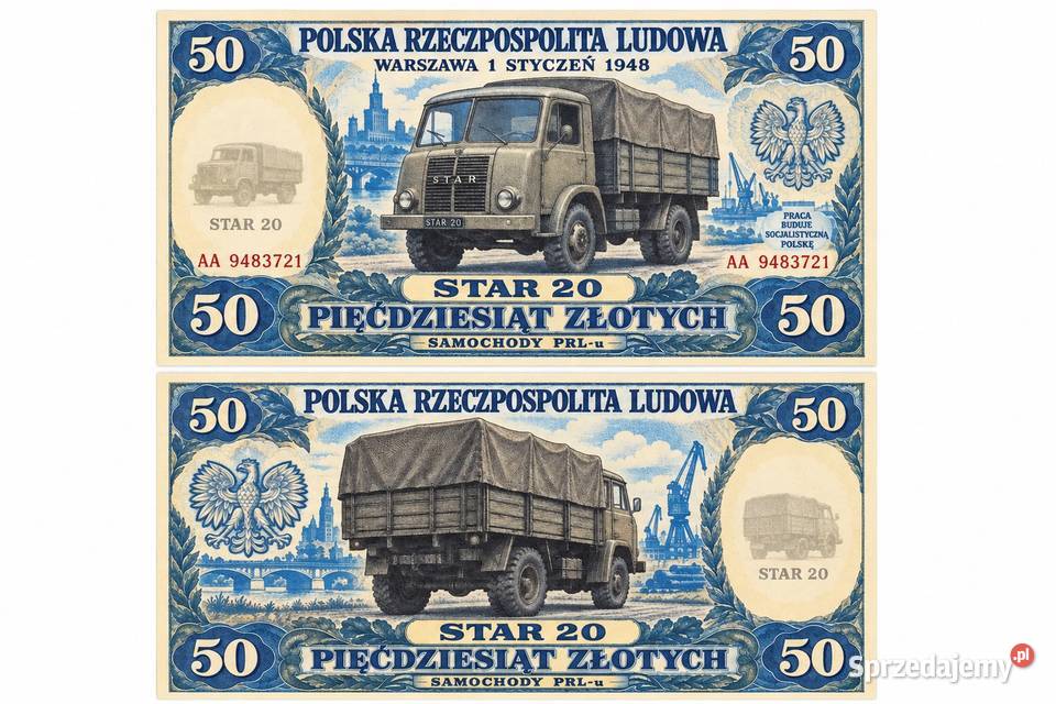 zestaw 14 banknotów z serii SAMOCHODY PRLu Białystok