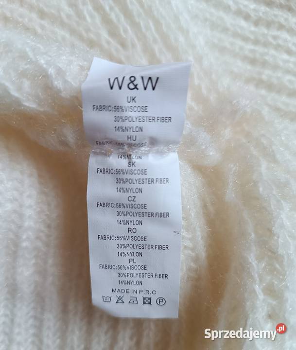 Sweterek biały z ozdobnym wiązaniem na rękawach Cieszyn sprzedam