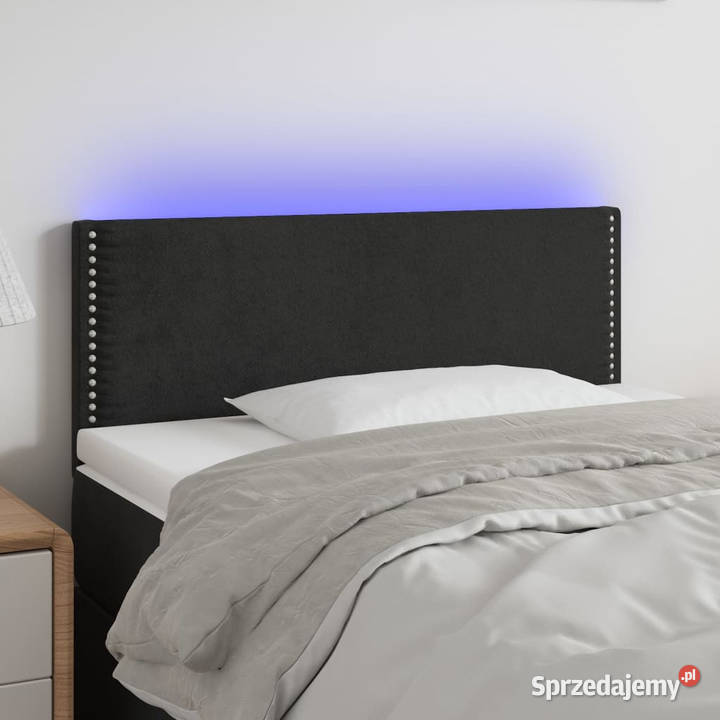 Zagłówek do łóżka z LED czarny 80x5x7888 aksamit Warszawa