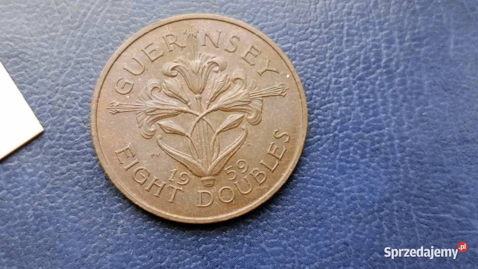 Stare monety 8 doubles 1959 Guernsey Numizmatyka