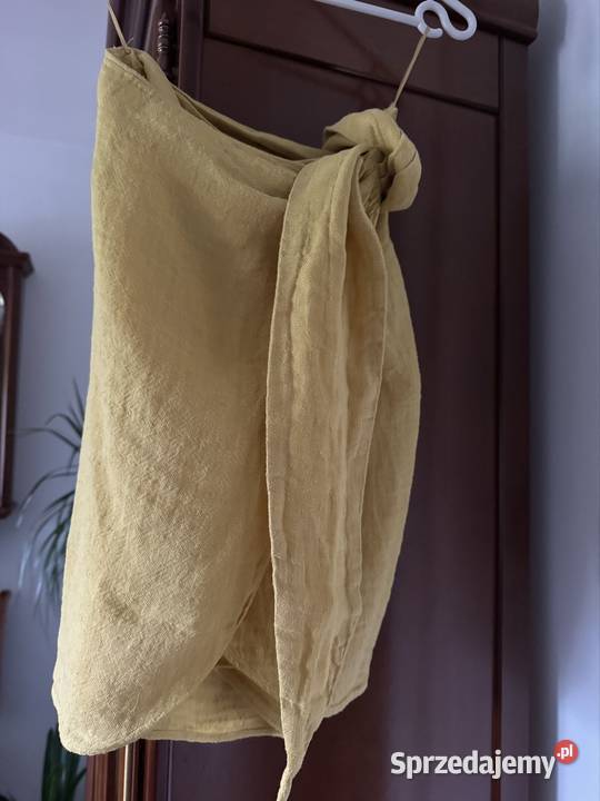Spódnica XS lniana Massimo Dutti żółta kopertowa Częstochowa