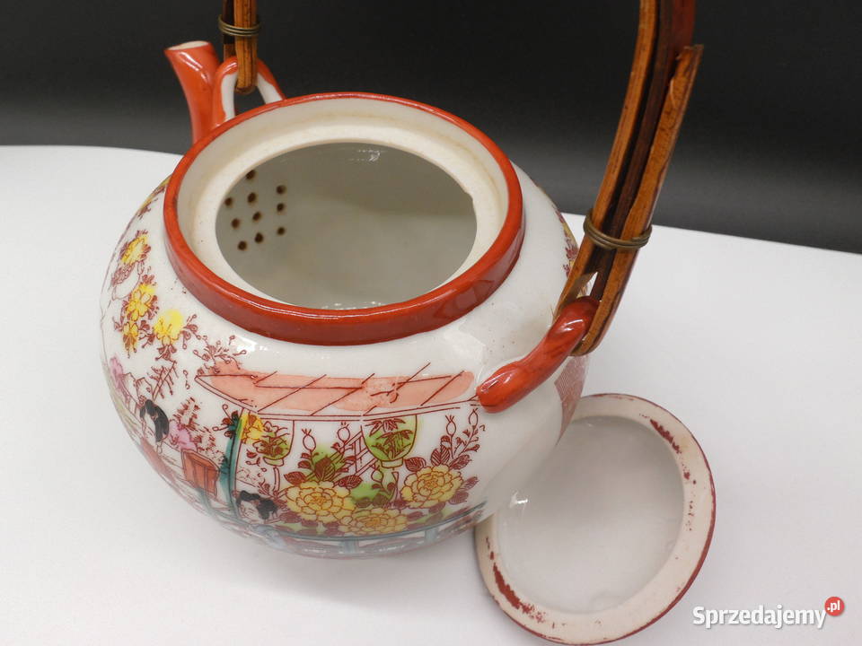 Stary Japoński Czajnik do Herbaty Kutani Geisha Porcelana i szkło Raszków