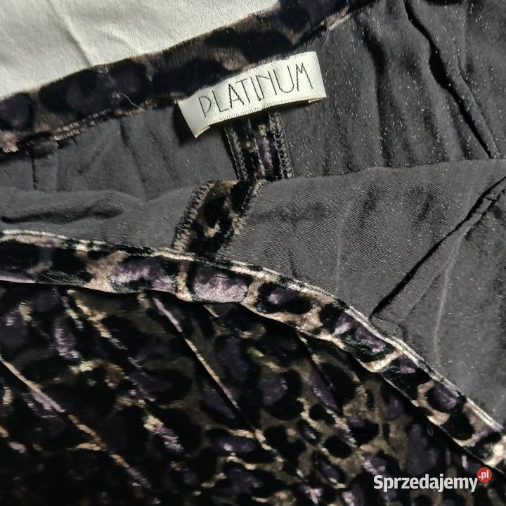 Platinum Spodnie Welur Panterka Jedwab Viscose brązowy/beżowy
