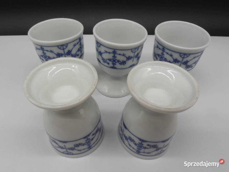 Komplet 5x Kieliszki na jajko Jajcarki Porcelana Porcelana i szkło
