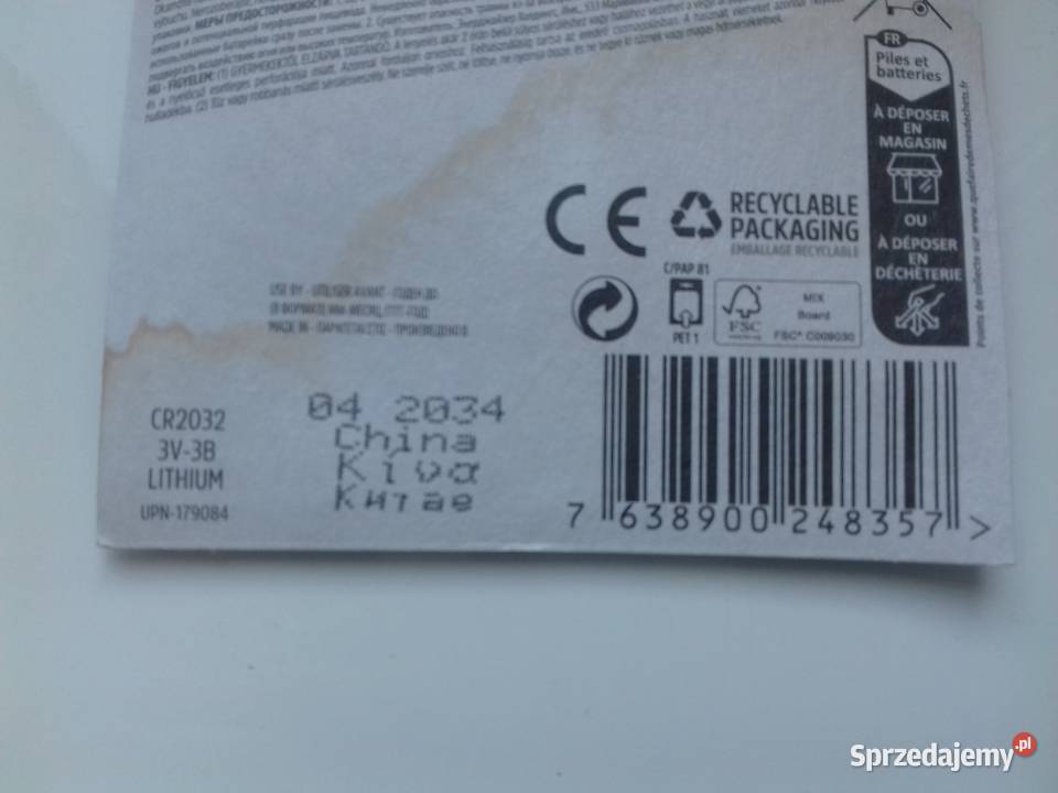 Bateria pastylkowa CR2032 Energizer Lithium 3V Bydgoszcz