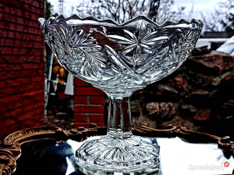 Piękna patera owocarka kryształowa na stopie lubuskie Klenica