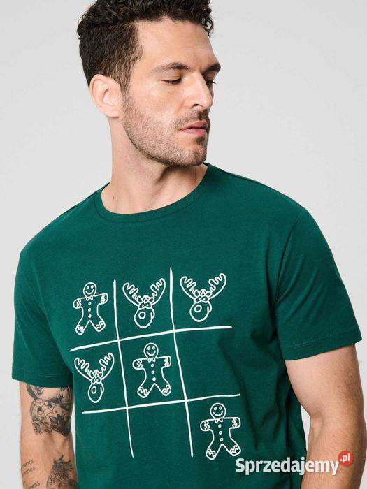 tshirt męski ze świątecznym nadrukiem Sinsay Rozmiar L Olkusz