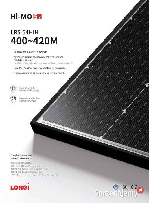 Panel Fotowoltaiczny LONGi HiMO 5m 410W Mono