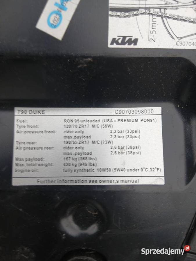 KTM 790 Duke Siedzenie tył nowe Rybnik Szczerbice
