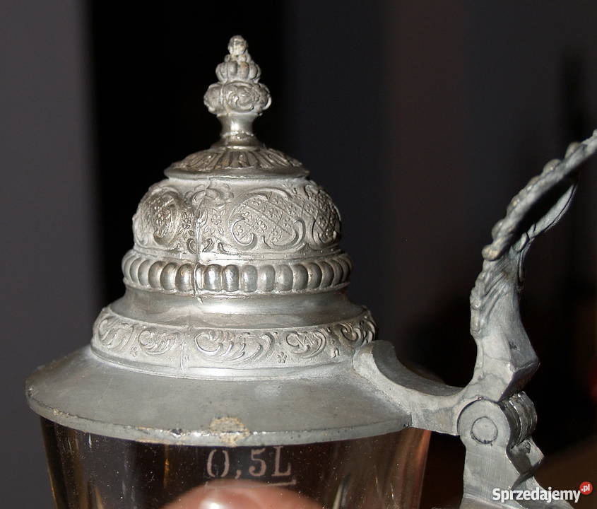 Przedwojenny szklany kufel Tarnów