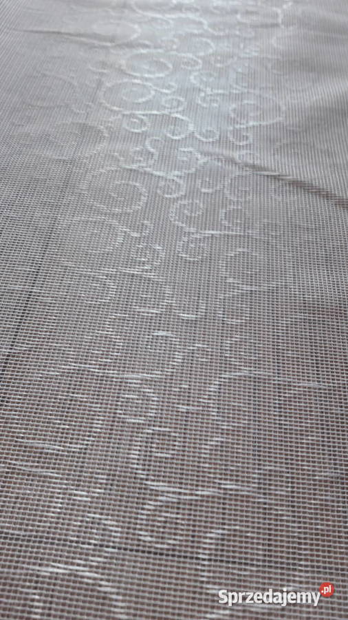 Żakardowa biała firanka pasy pionowe kwiaty 450 mazowieckie Radom