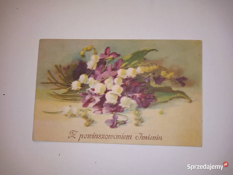 Przedwojenna pocztówka Z powinszowaniem Imienin sprzedam