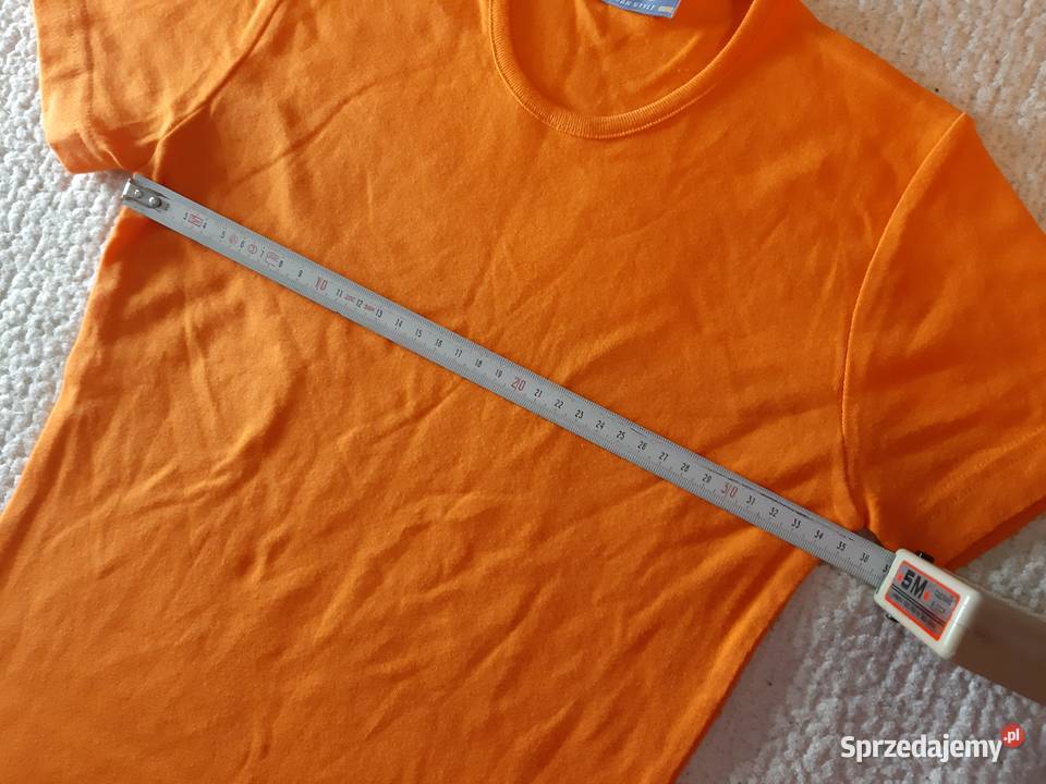 Pomarańczowa koszulka z bawełny Tshirt Vneck Warszawa