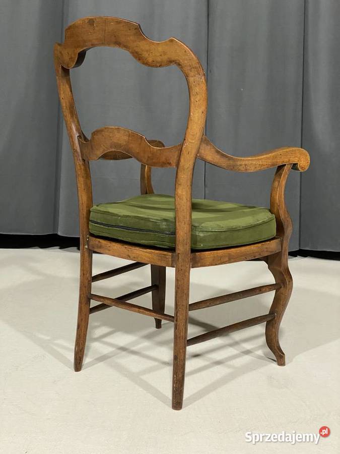 Fotel stylowy z rafią orzech Meble