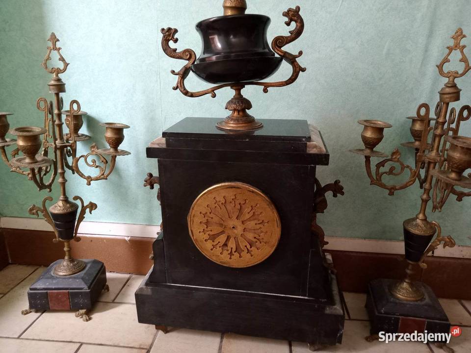 Zegar Kominkowy Marmur Mosiądz Zamość