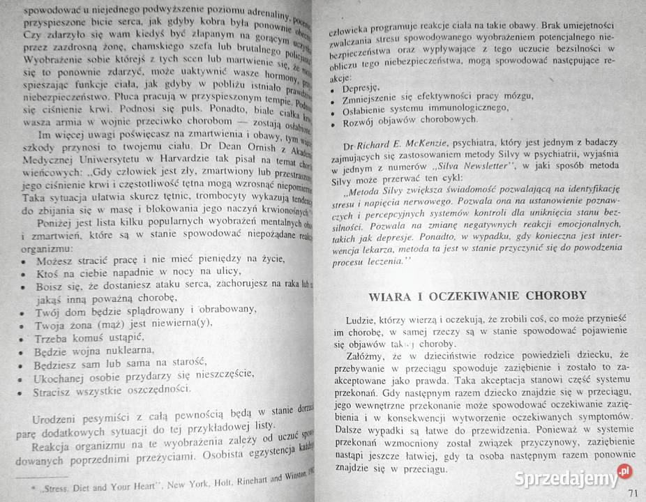 Samouzdrawianie metodą Silvy Jose Silva Robert Chełm sprzedam