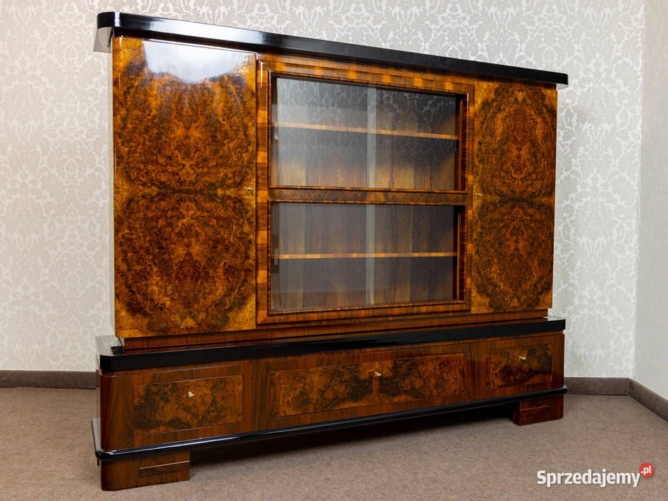 Biblioteka art deco orzech połysk politura stara