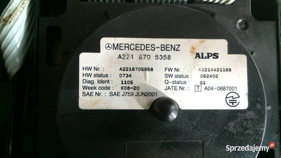 Panel sterowniczy 2218705658 Mercedes w 221 małopolskie Lisia Góra