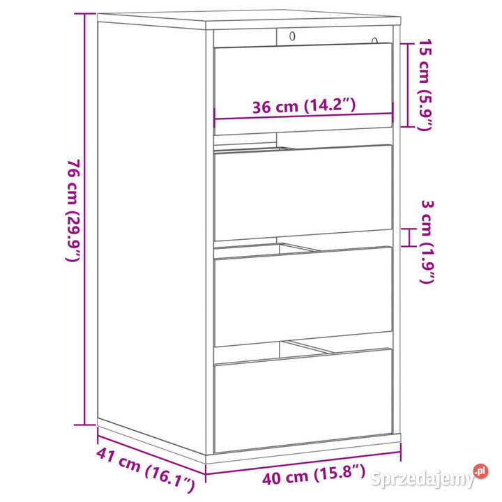 Komoda dąb artisan 40x41x76 materiał