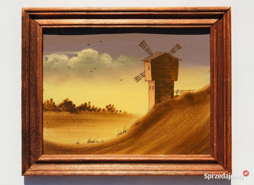Pejzaż młyn stary obrazek olejny Rosja Lublin