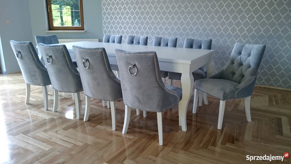 Pikowane tapicerowane krzesło z kołatką glamour