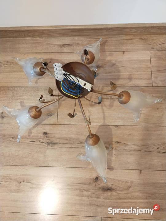 Zyrandol plus lampka Lampa salon mosiadz ZESTAW