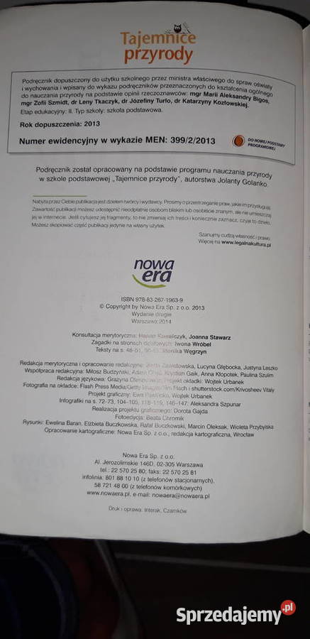 Tajemnice przyrody 5 podręcznik Warszawa