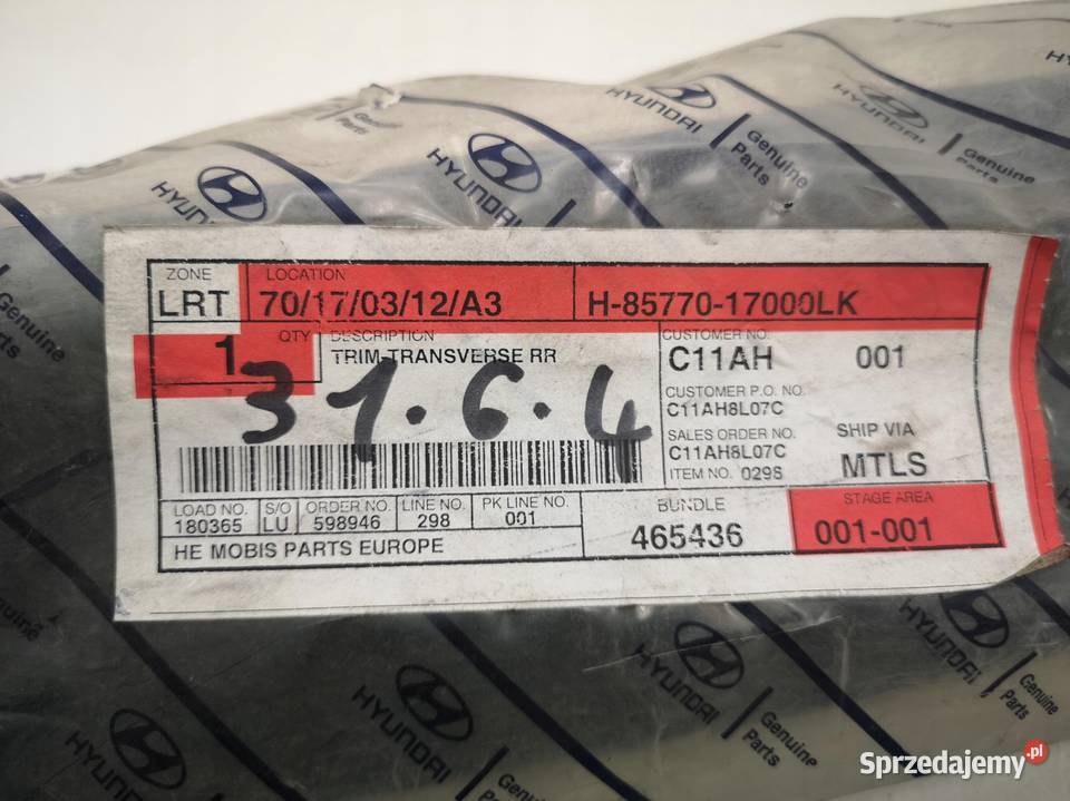LISTWA BAGAŻNIKA HYUNDAI MATRIX 16 20022008 NOWA