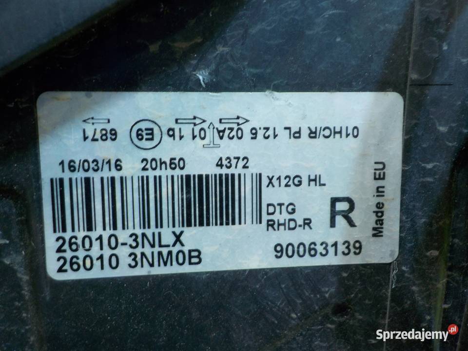 NISSAN LEAF I LIFT 16r HB 5D lampa prawa przod sprzedam