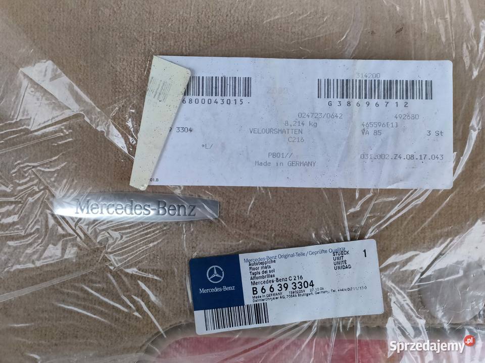 Dywaniki OE welurowe Mercedes CL W216 C216 Bolewice