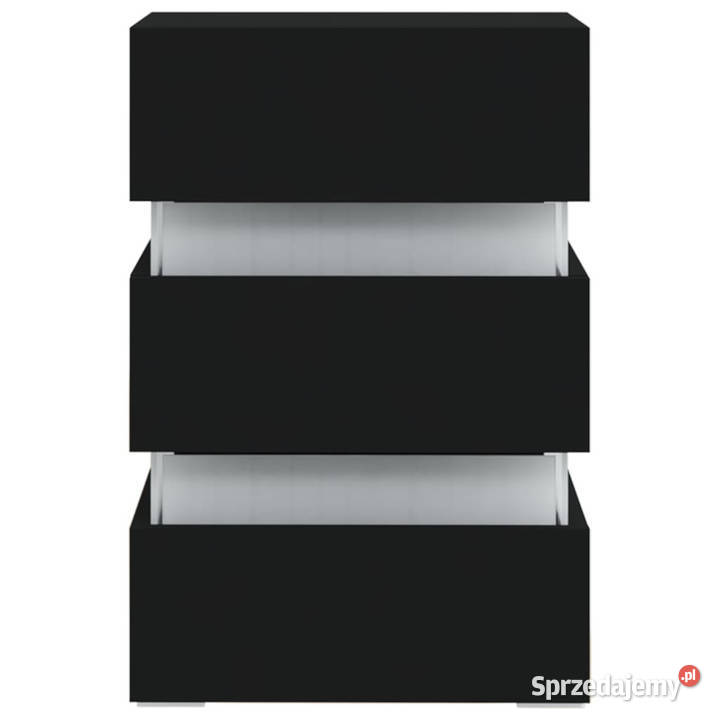 Szafka nocna z LED czarna 45x35x67 materiał Warszawa